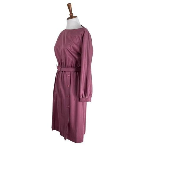 Vintage 70s Warren Petites Mauve Secretary Midi Dress M - Picture 5 of 9